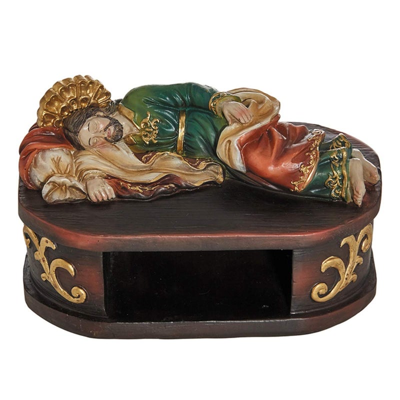 Autom Sleeping Saint Joseph with Shelf Base Statue, 6 Inch - Image 1